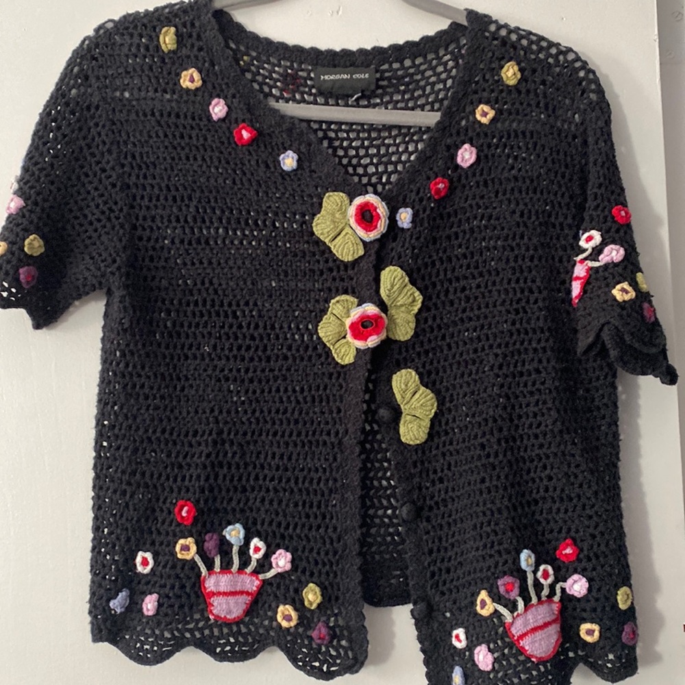 knitted short sleeve cardigan